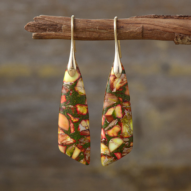 Bohemian Emperor Stone Geometric Pendant Earrings, European and American Popular Natural Stone Jewelry - LaTezza Online Shop