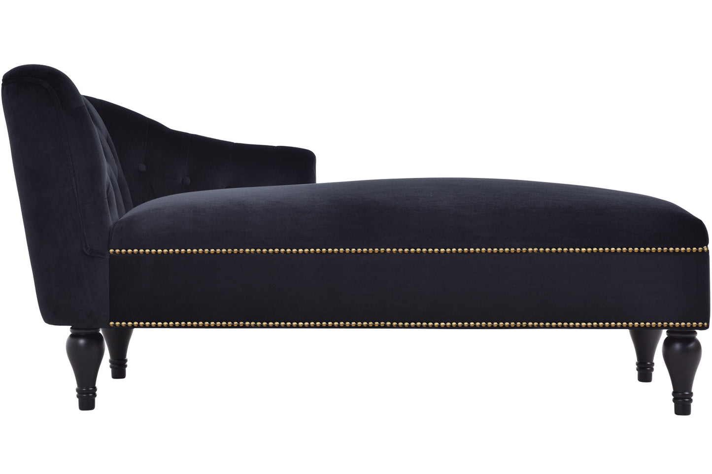 58 inch velvet lounge chair, button cluster right arm lounge chair with nail head decoration and solid wood legs - LaTezza Online Shop