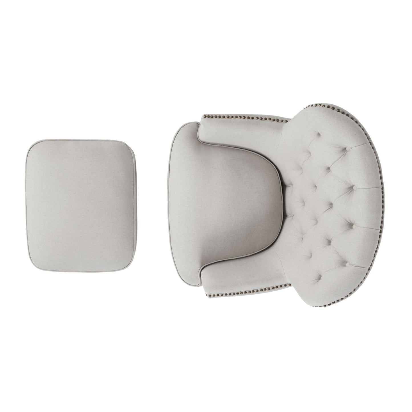 Arm Chair with Ottoman Modern light grey tufted fabric club chair and Ottoman set, stylish cushioned armchair - LaTezza Online Shop