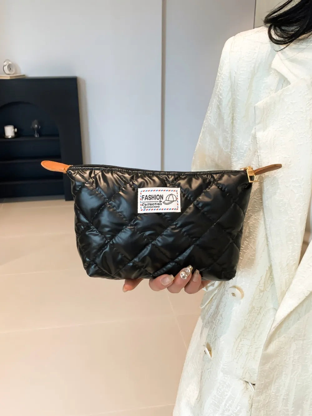 Solid Quilted Clutch with Zipper - LaTezza Online Shop