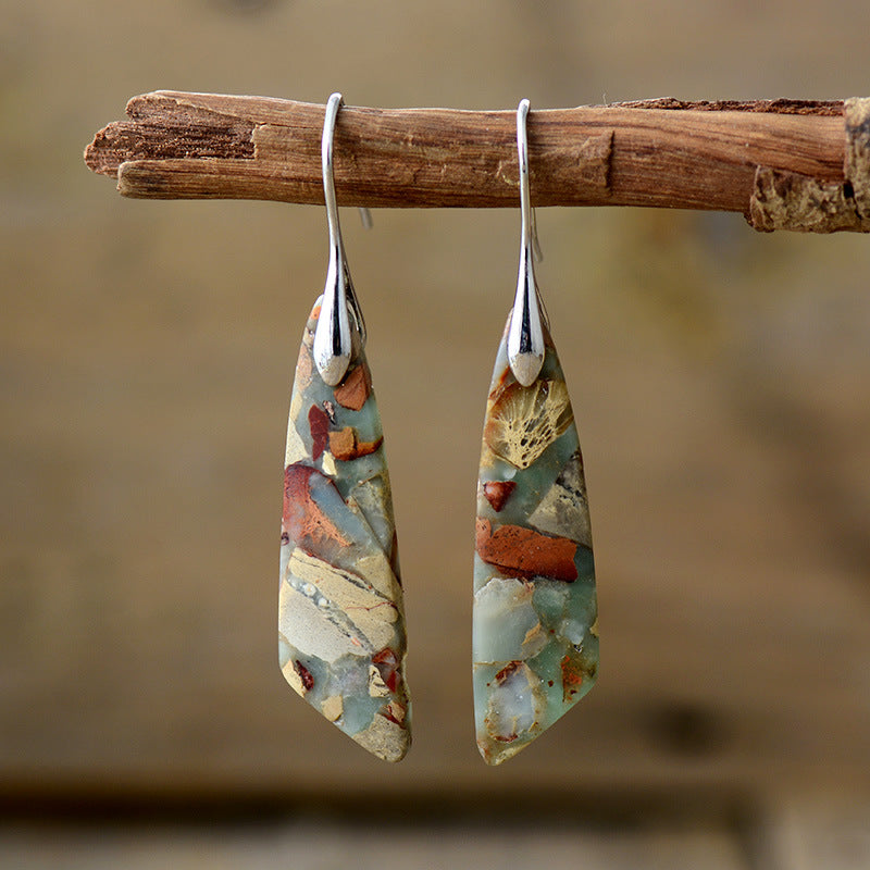 Bohemian Emperor Stone Geometric Pendant Earrings, European and American Popular Natural Stone Jewelry - LaTezza Online Shop