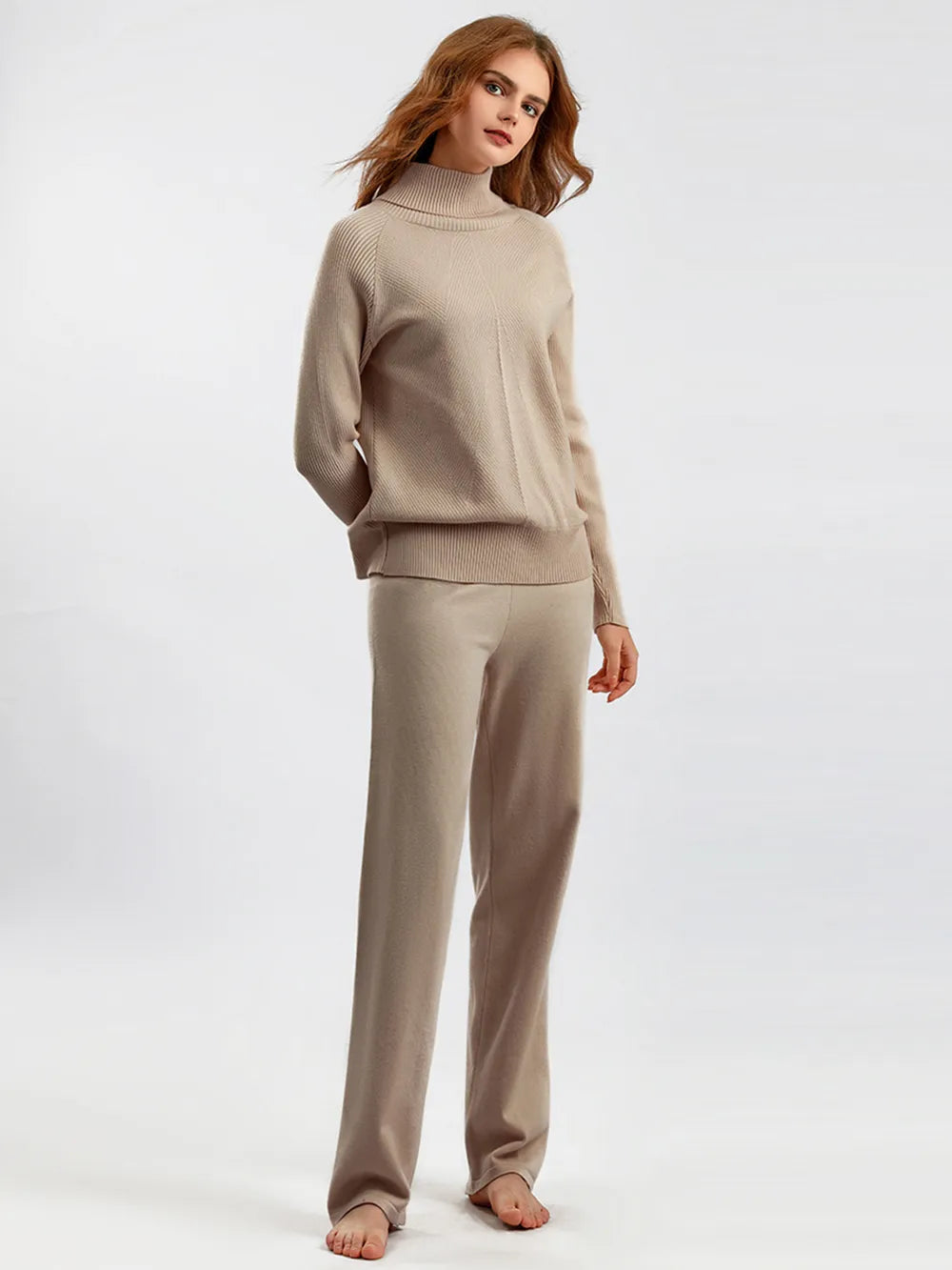 Turtleneck Raglan Sleeve Top and Pants Sweater Set - LaTezza Online Shop
