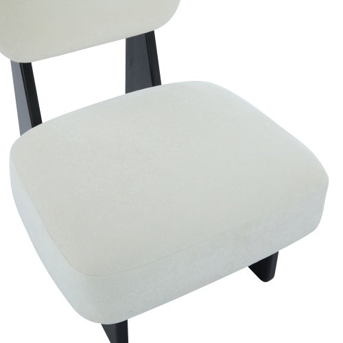 Set Of 2 Modern Beige Lounge Chair With Polyester Upholstery Sturdy Black Wood Base - LaTezza Online Shop