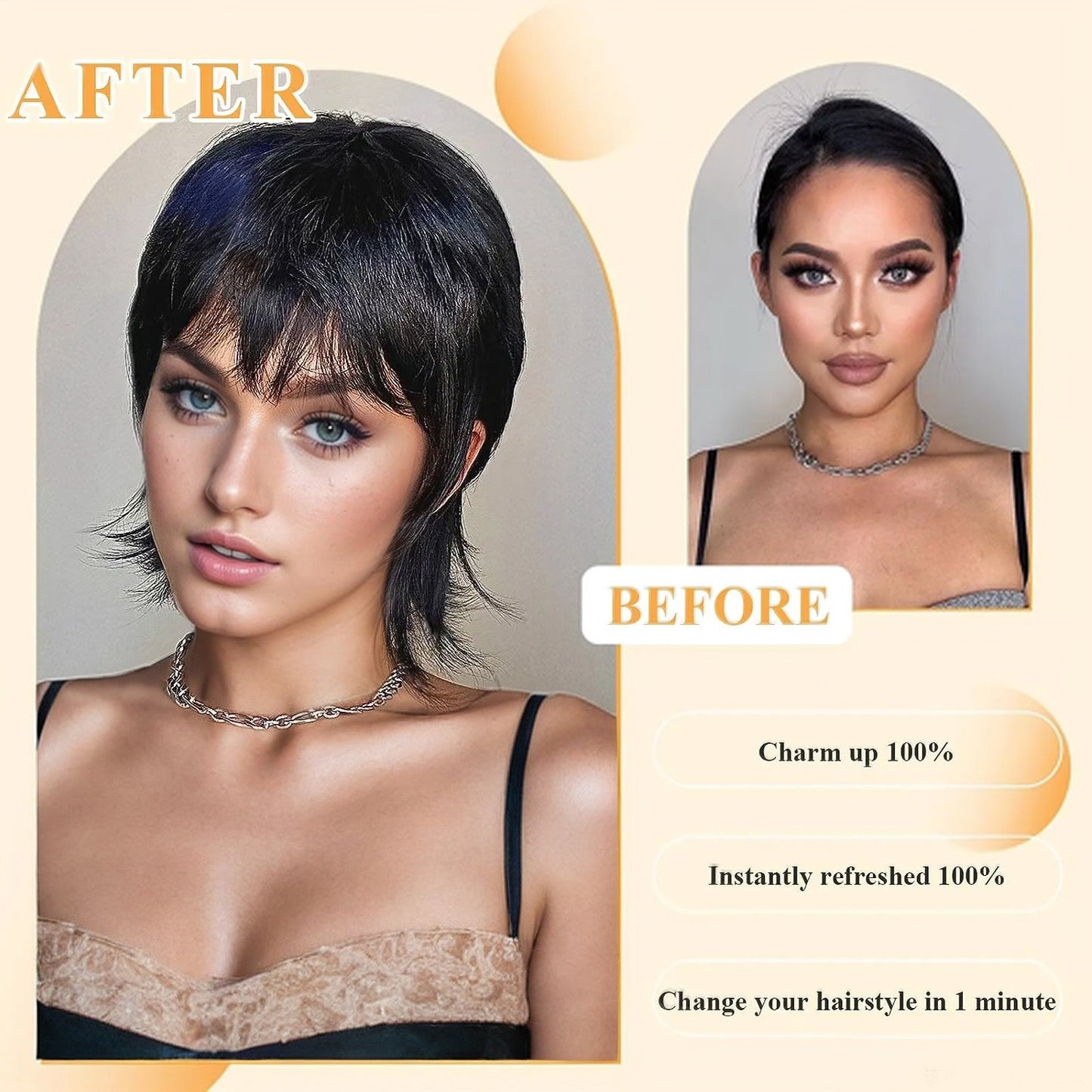 14-Inch Mullet Wig With Fluffy Layered Pixie Cut, Synthetic Short Straight Hair, High-Temperature Chemical Fiber, - LaTezza Online Shop