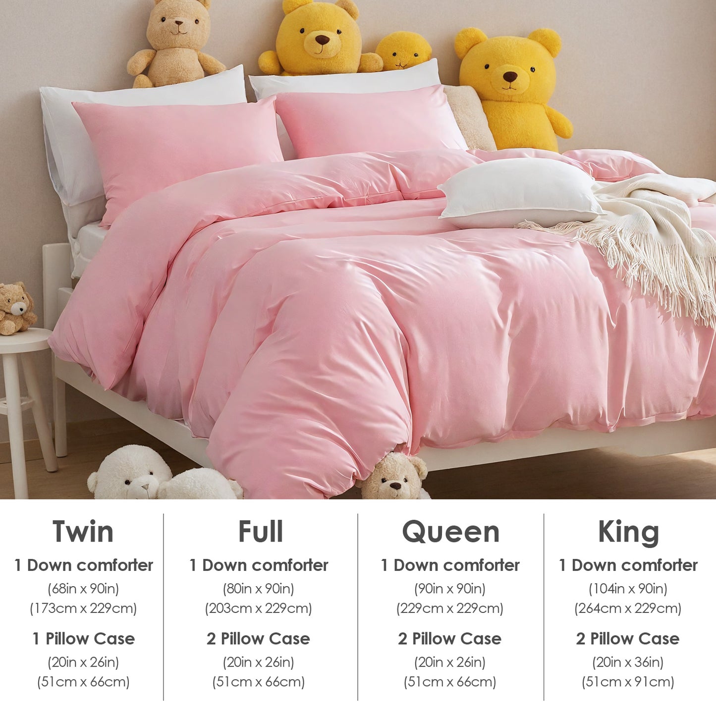 Three-piece Bedding Set With Solid Color Quilt Cover And Pillowcase Super Soft Microfiber Hotel Series Pink