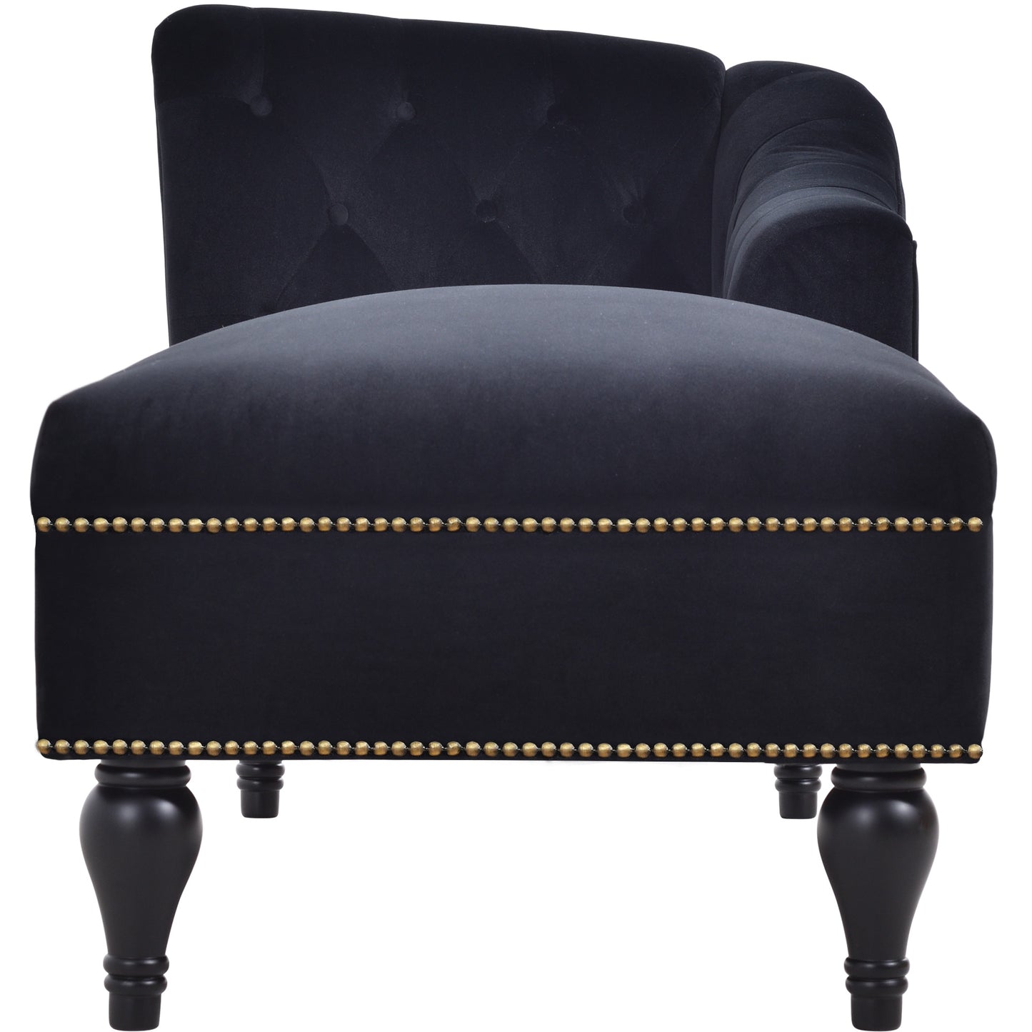 58 inch velvet lounge chair, button cluster right arm lounge chair with nail head decoration and solid wood legs - LaTezza Online Shop