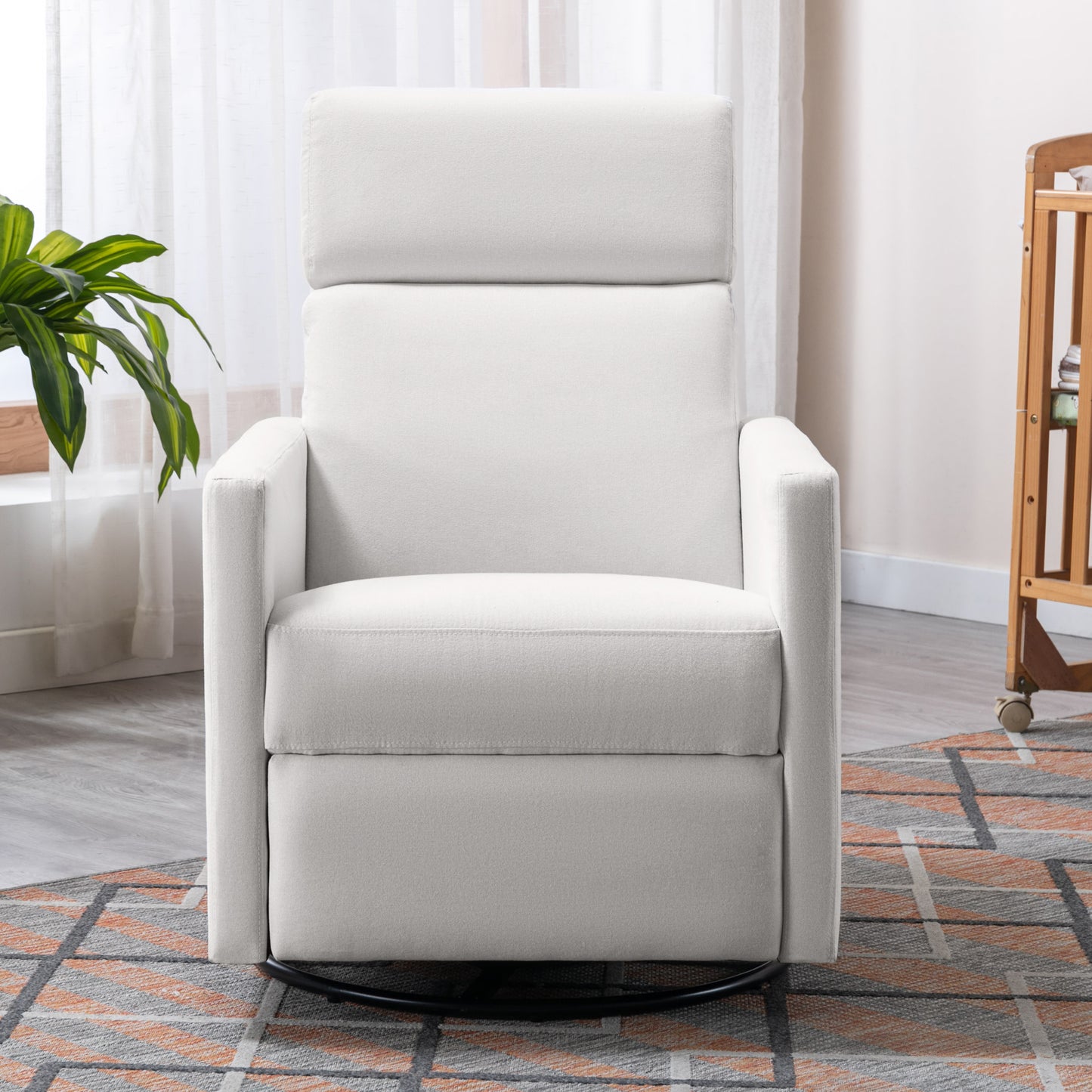 Modern Upholstered Rocker Nursery Chair Plush Seating Glider Swivel Recliner Chair Beige - LaTezza Online Shop