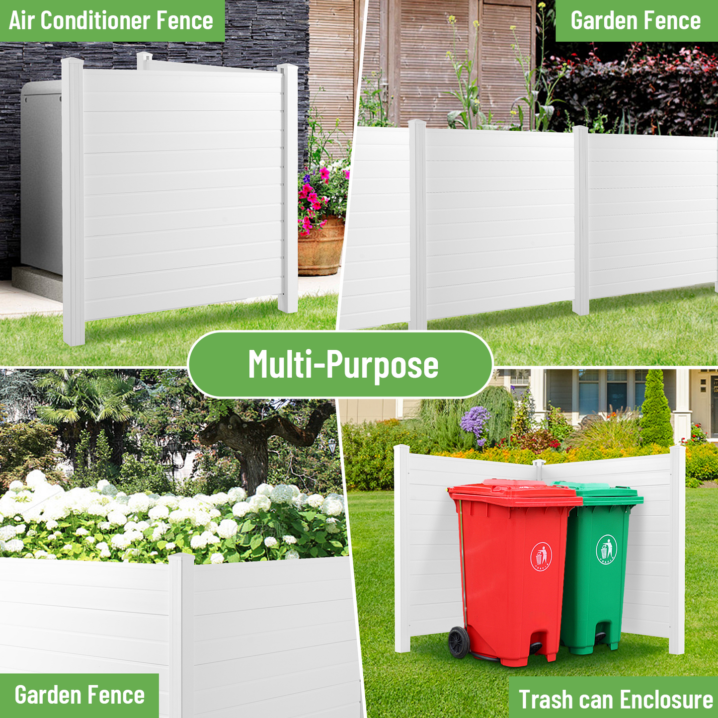 Privacy Fence Panels Kit Air Conditioner Trash Can Enclosure Vinyl white color - LaTezza Online Shop