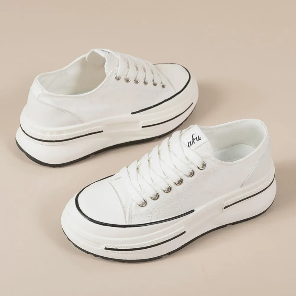 Platform Sneakers Lace Up Round Toe - LaTezza Online Shop