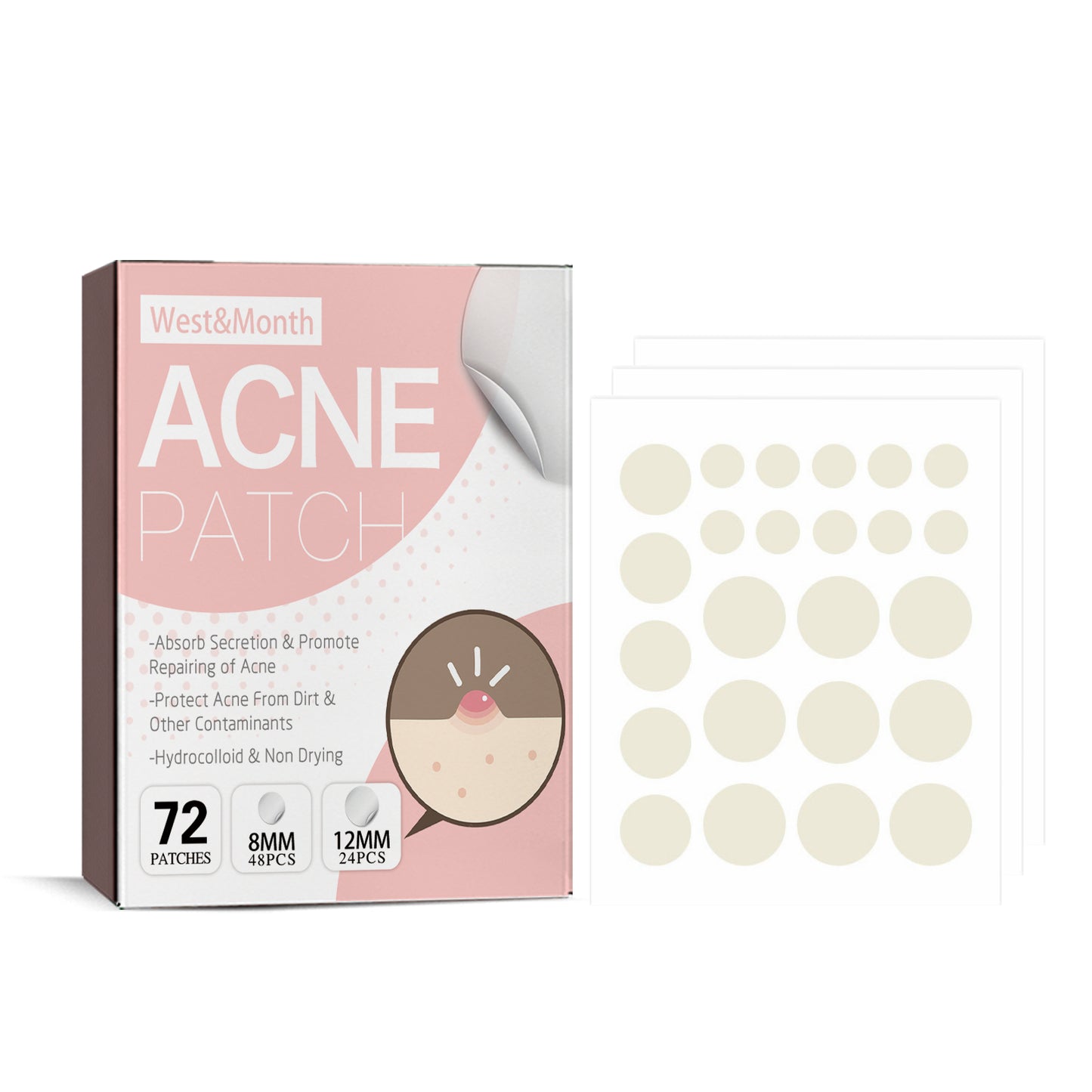 Hydrocolloid Acne Patch, Repair Acne Pimples Acne Invisible Concealer Breathable Acne Patch - LaTezza Online Shop