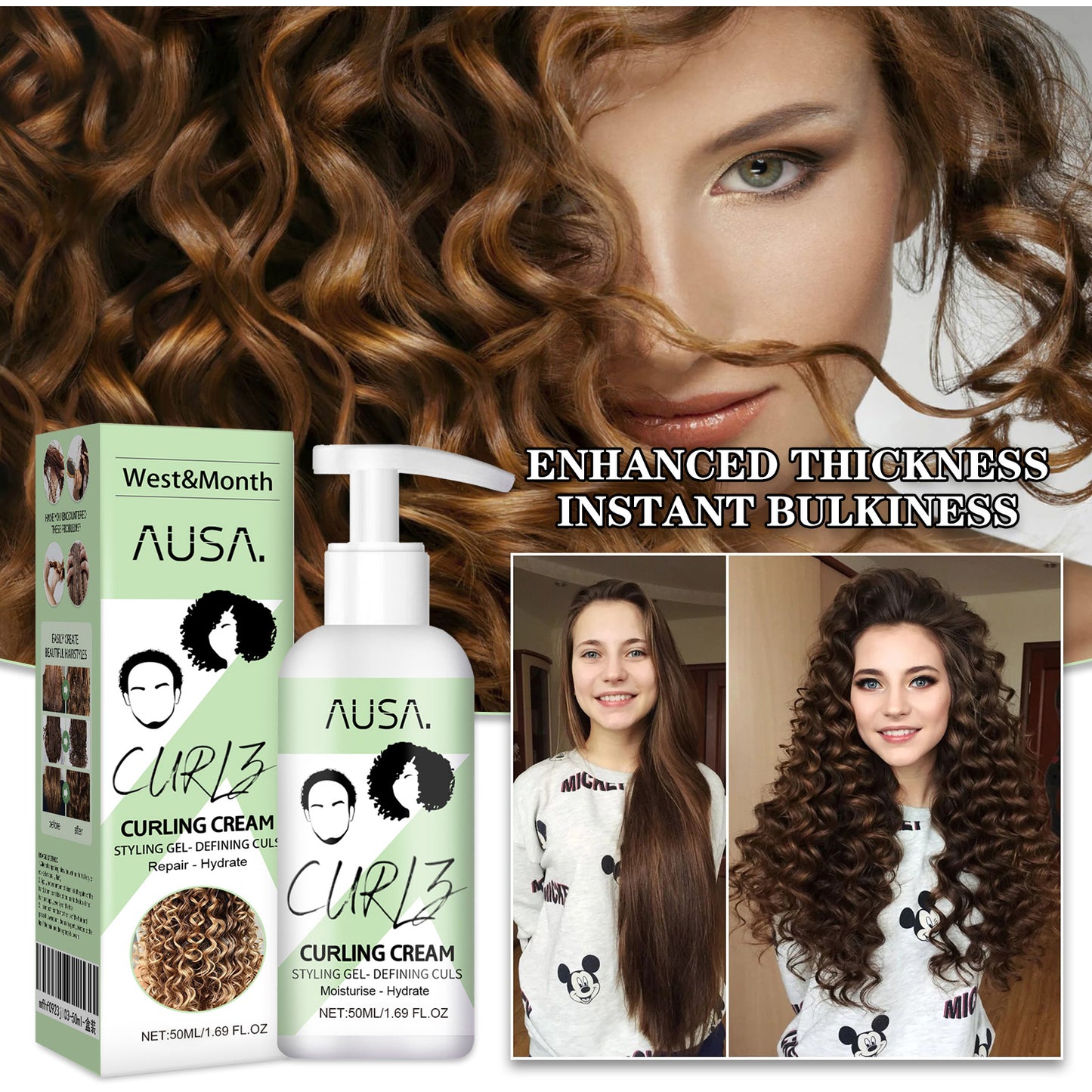 West&Month Curly Hair Elastin, Moisturizing Curly Hair Styling Fluffy Elastic Strong Hair Smoothing Frizz And Hair Care - LaTezza Online Shop