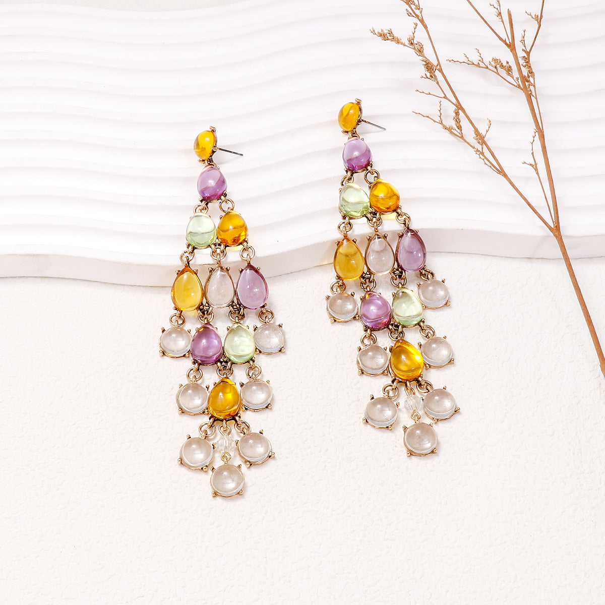 Alloy & Rhinestone Teardrop Earrings - LaTezza Online Shop