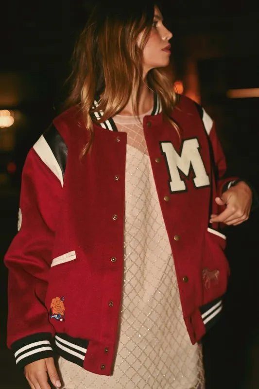 MABLE M Bomber Varsity Jacket with Patch Detail - LaTezza Online Shop