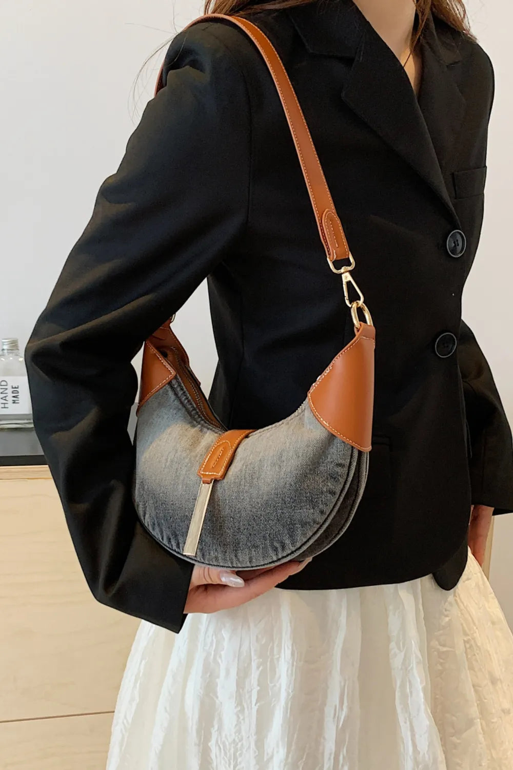 Contrast Denim Shoulder Bag - LaTezza Online Shop