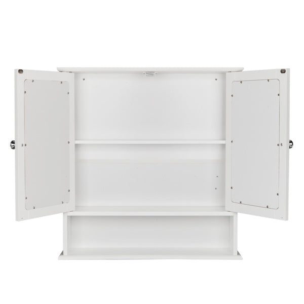 White Painted Surface Density Board, Double Mirror Door, Bathroom Cabinet