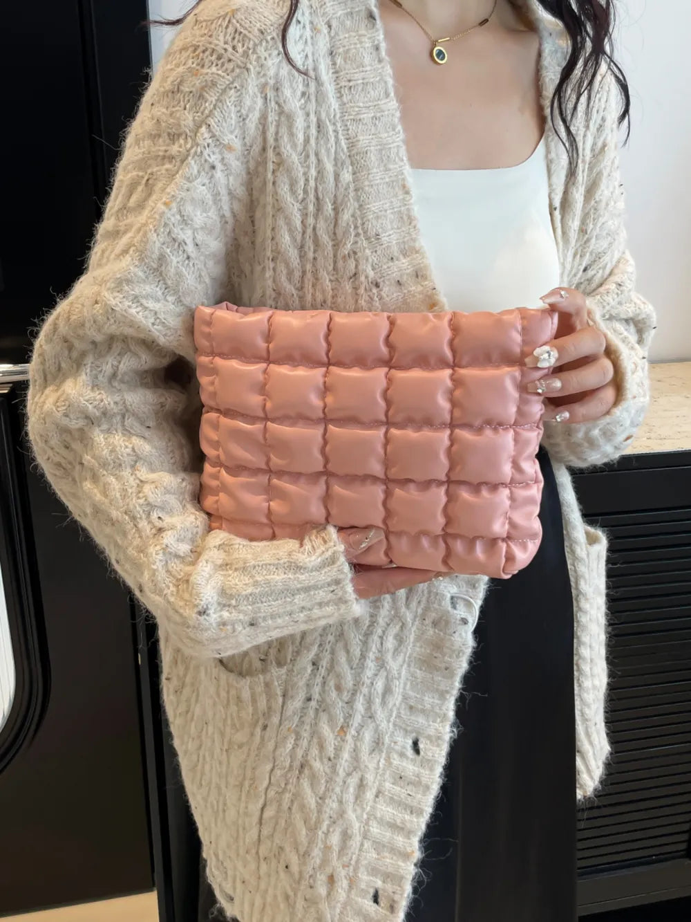 Quilted Plaid Clutch with Zipper - LaTezza Online Shop