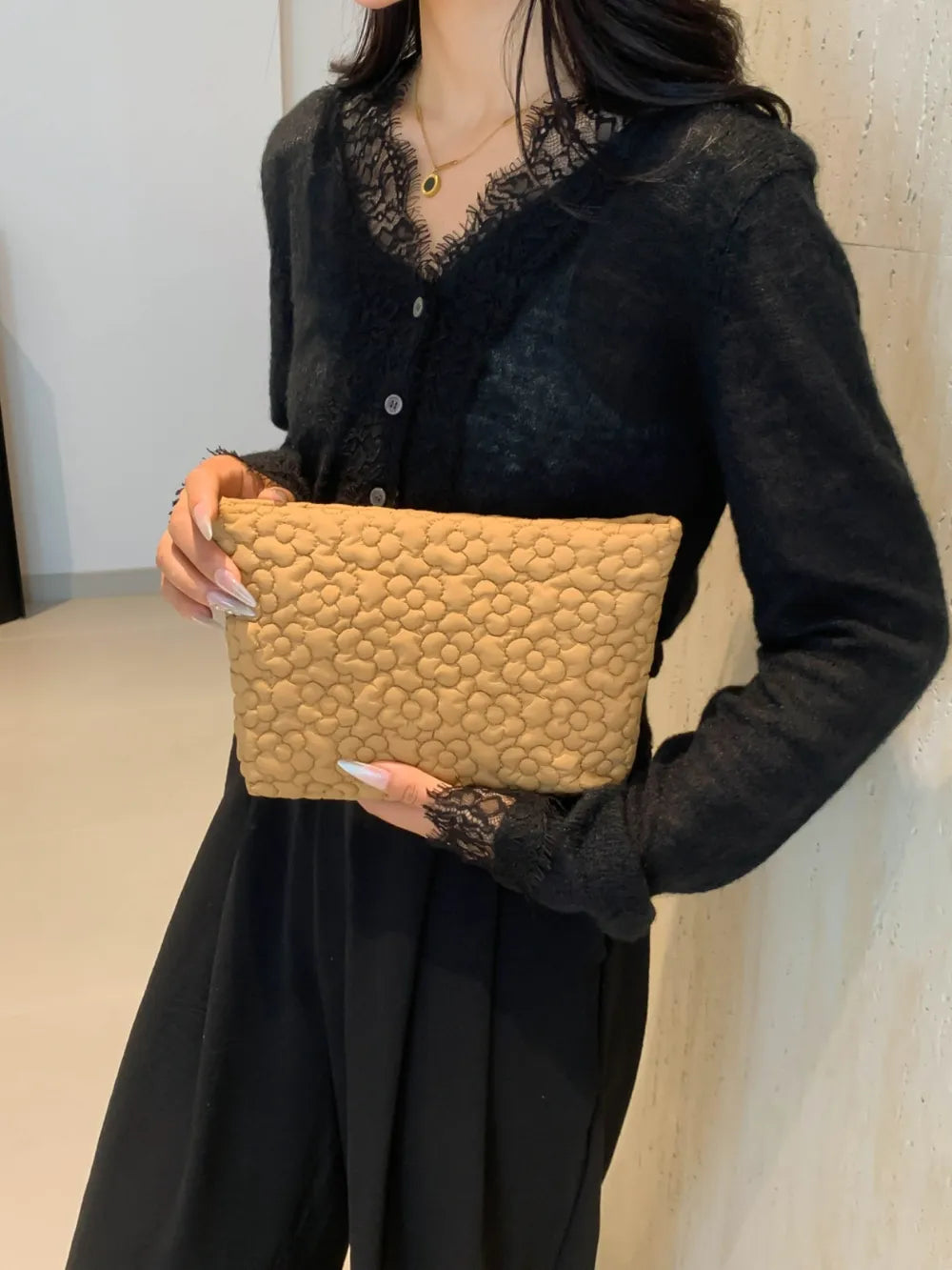 Flower Texture Polyester Clutch - LaTezza Online Shop