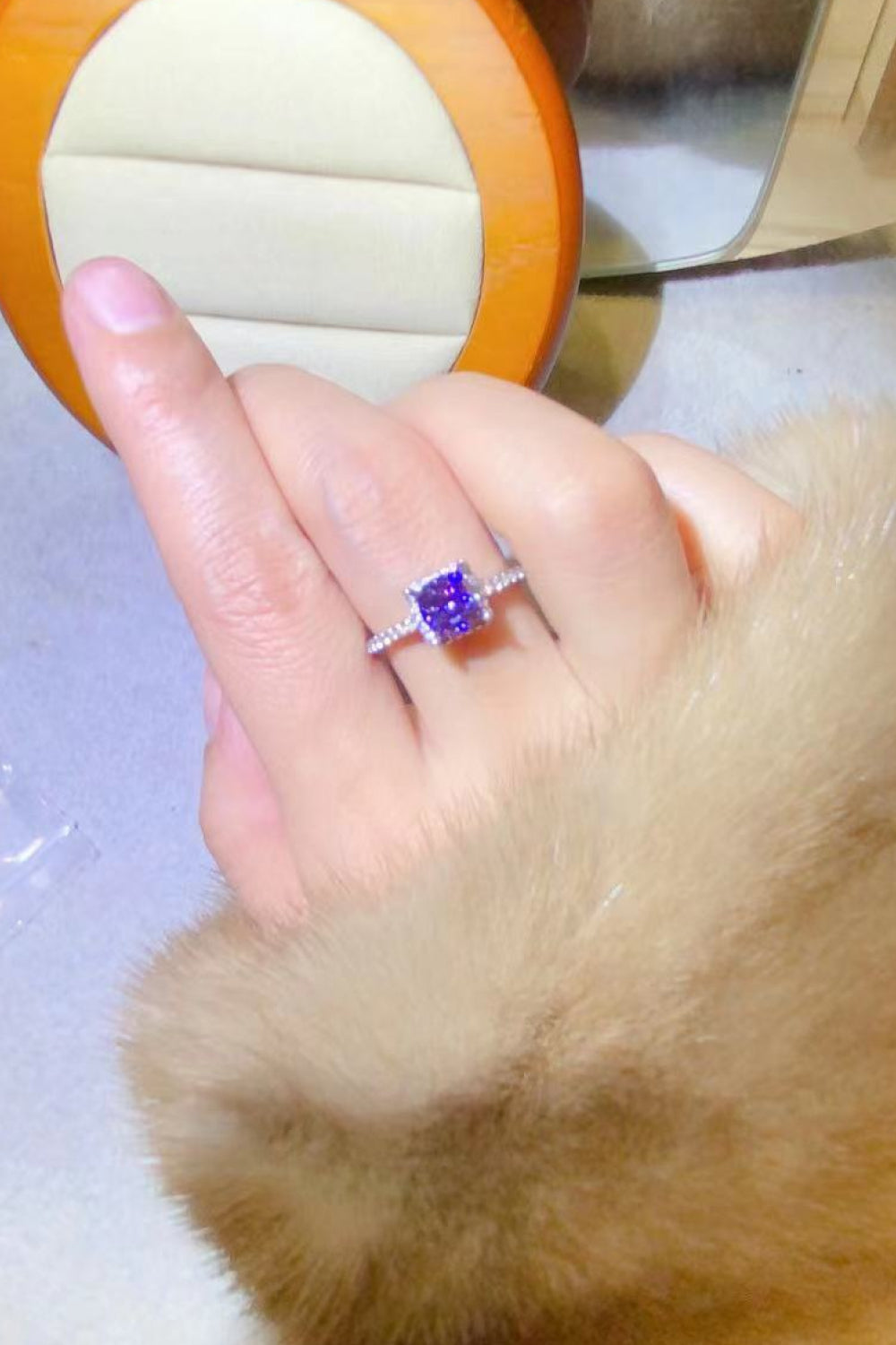 1 Carat Moissanite Platinum-Plated Square Ring - LaTezza Online Shop