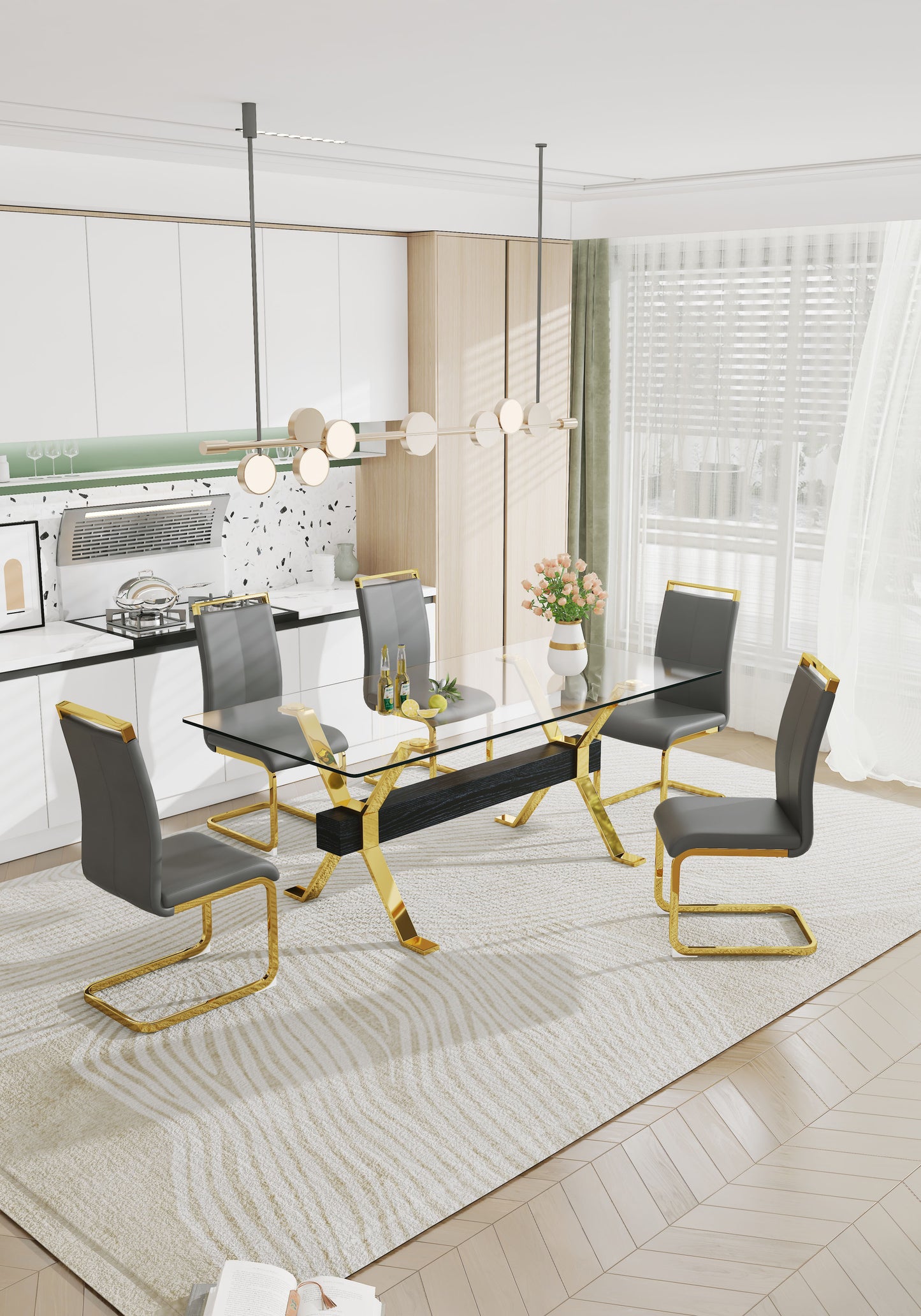 Dining table Modern tempered glass dining table Large modern office desk - LaTezza Online Shop