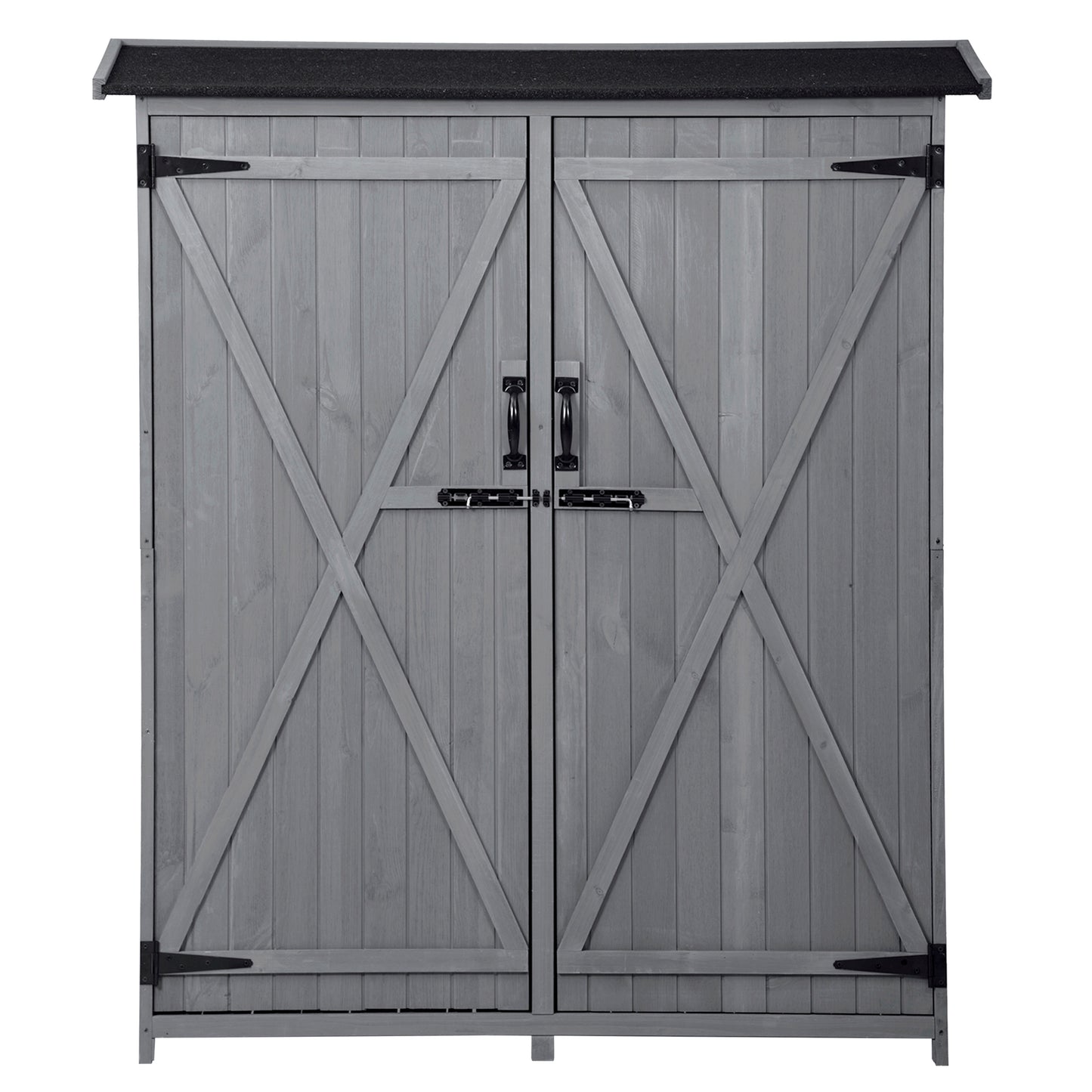 Outdoor 5.3ft Hx4.6ft L Wood Storage Shed Tool Organizer,Garden Shed, Storage Cabinet with Waterproof Asphalt Roof Gray - LaTezza Online Shop