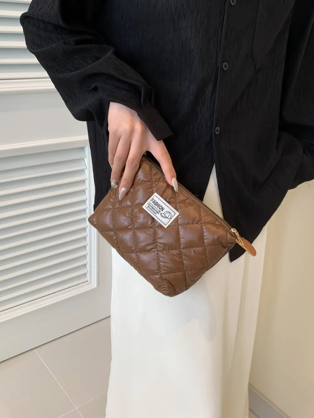 Solid Quilted Clutch with Zipper - LaTezza Online Shop