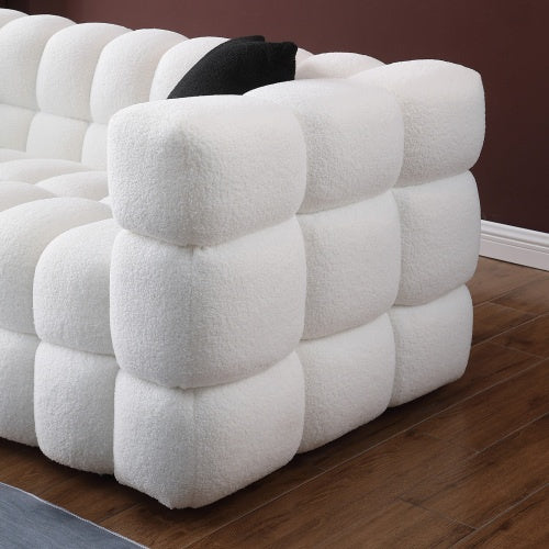 62.2length ,35.83 Deepth ,human Body Structure For USA People, Marshmallow Sofa,boucle Sofa ,White Color, 2 Seater - LaTezza Online Shop