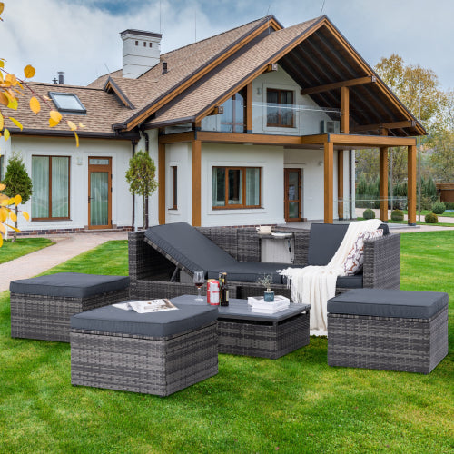 Patio Furniture, Outdoor Furniture, Seasonal PE Wicker Furniture,5 Set Wicker Furniture With Plywood Coffee Table - LaTezza Online Shop