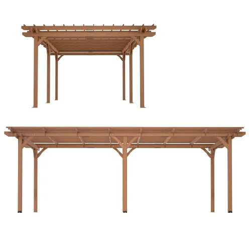 12 X 16 Outdoor Gazebo Wooden Grape Pergola For Climbing Plant Support Garden Backyard Deck Brown - LaTezza Online Shop