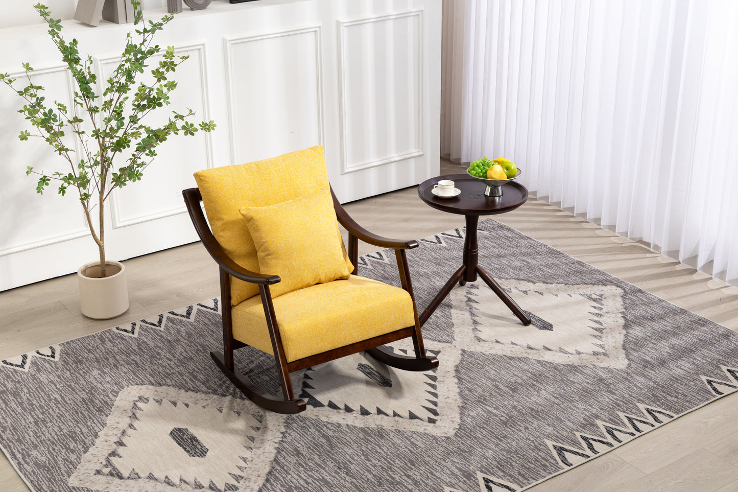 Mid Century Modern Accent Chairs Comfy Upholstered Glider Arm Chair with Solid Wood for Living Room Bedroom Balcony - LaTezza Online Shop