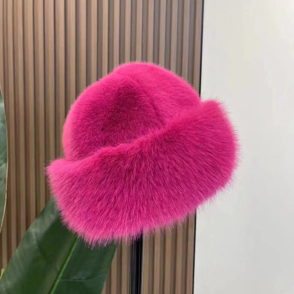 Mongolian hat with thickened insulation, faux fur fashion basin hat, faux mink fur women - LaTezza Online Shop