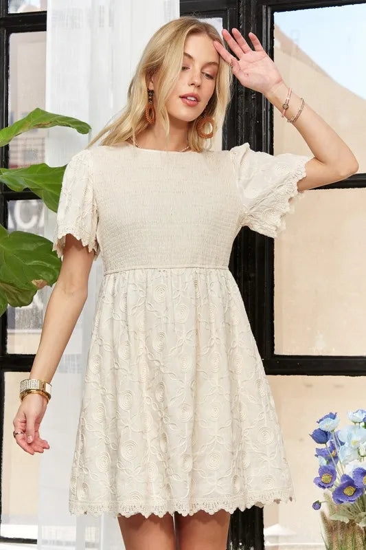 Dress ADORA Rround Neck Crinkle Babydoll Dress - LaTezza Online Shop