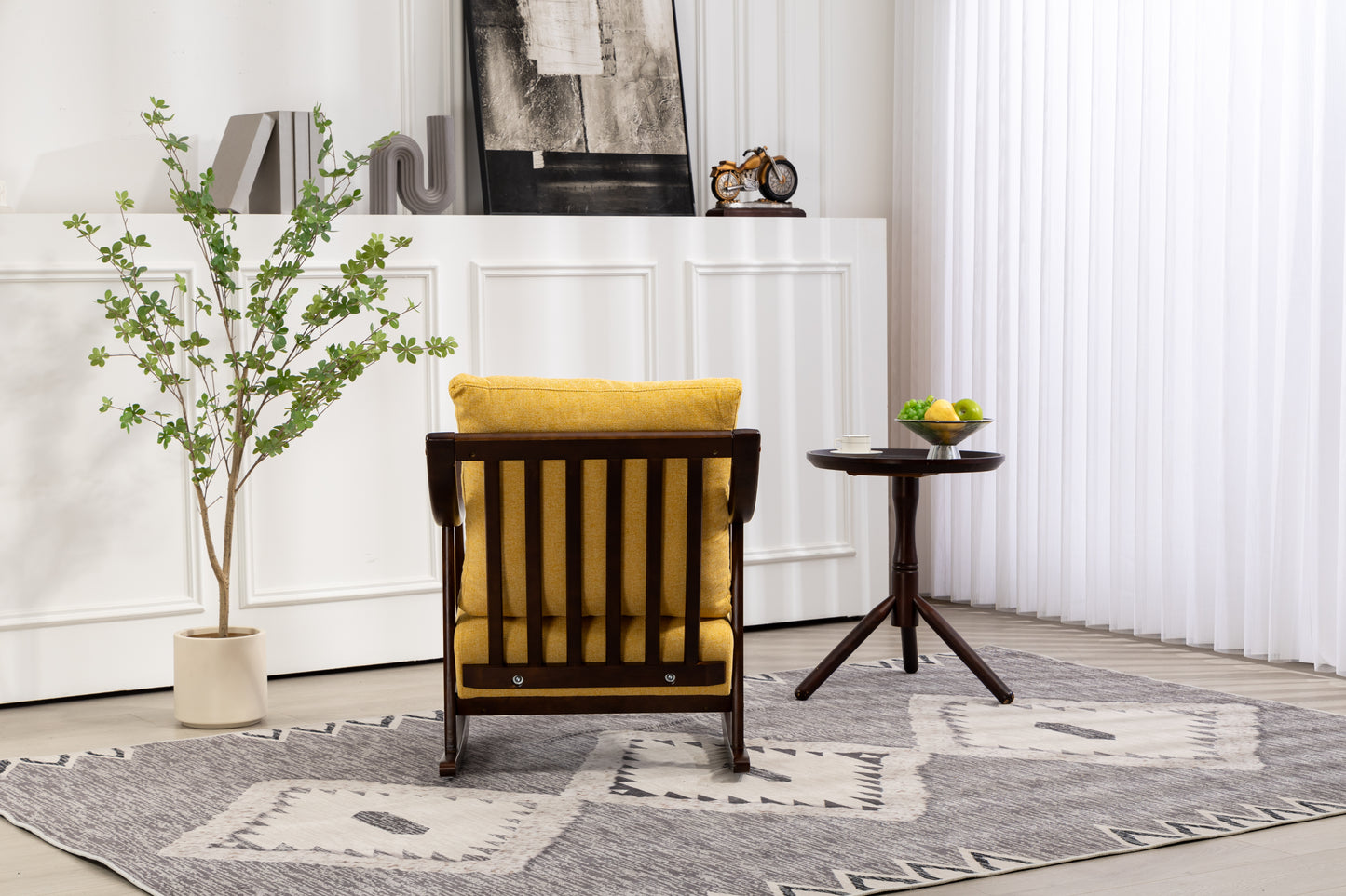 Mid Century Modern Accent Chairs Comfy Upholstered Glider Arm Chair with Solid Wood for Living Room Bedroom Balcony - LaTezza Online Shop