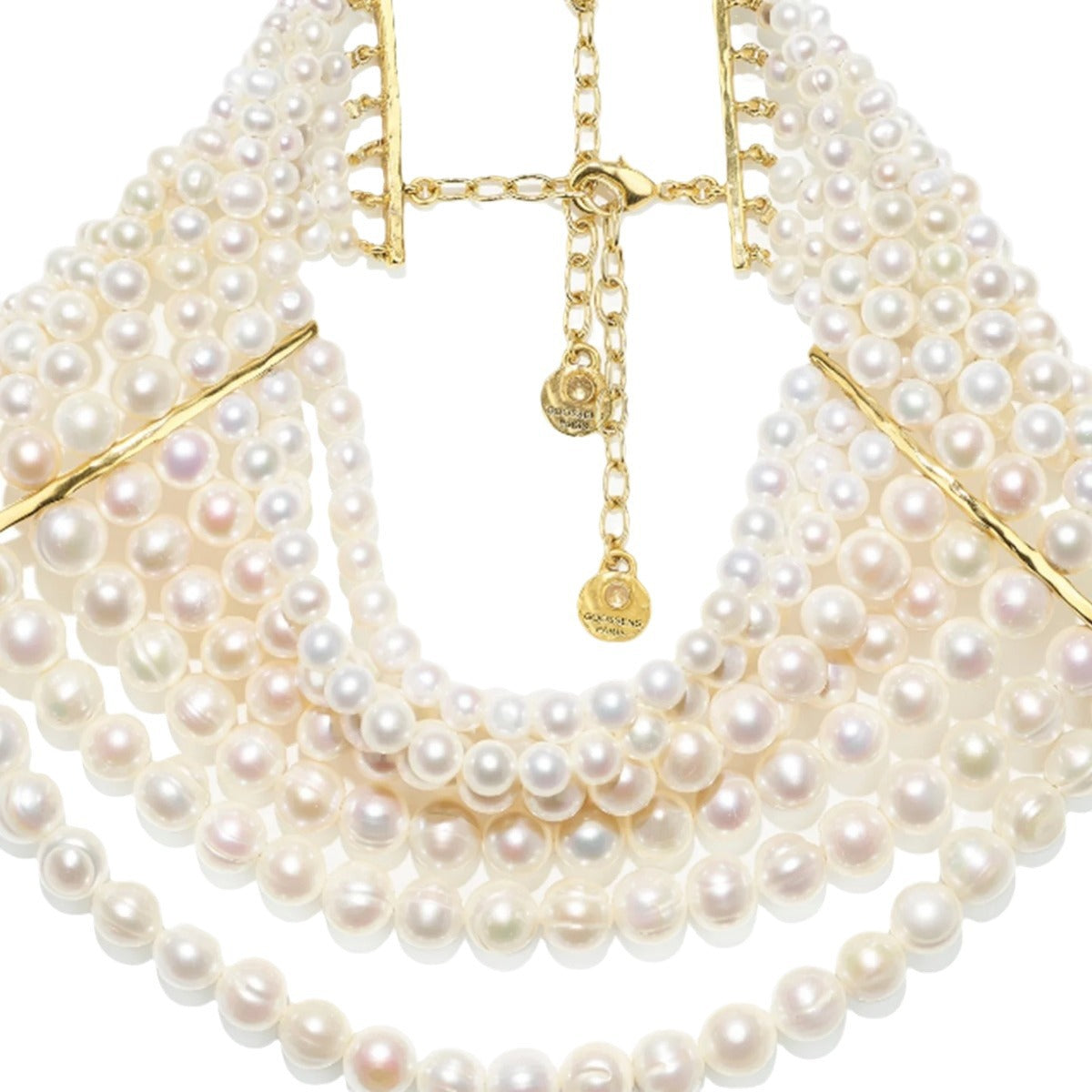 Vintage handmade multi-layer glass pearl choker necklace
