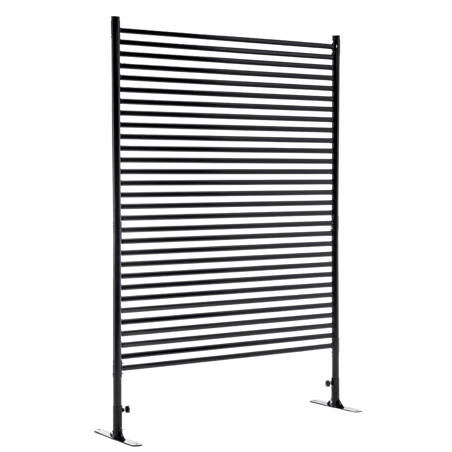 71.26''x46.65'' Outdoor Privacy Screens Freestanding Metal Fence Panels Slatted With Stand Black - LaTezza Online Shop