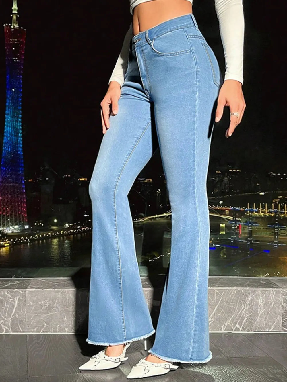 Raw Hem Bootcut Jeans with Pockets - LaTezza Online Shop
