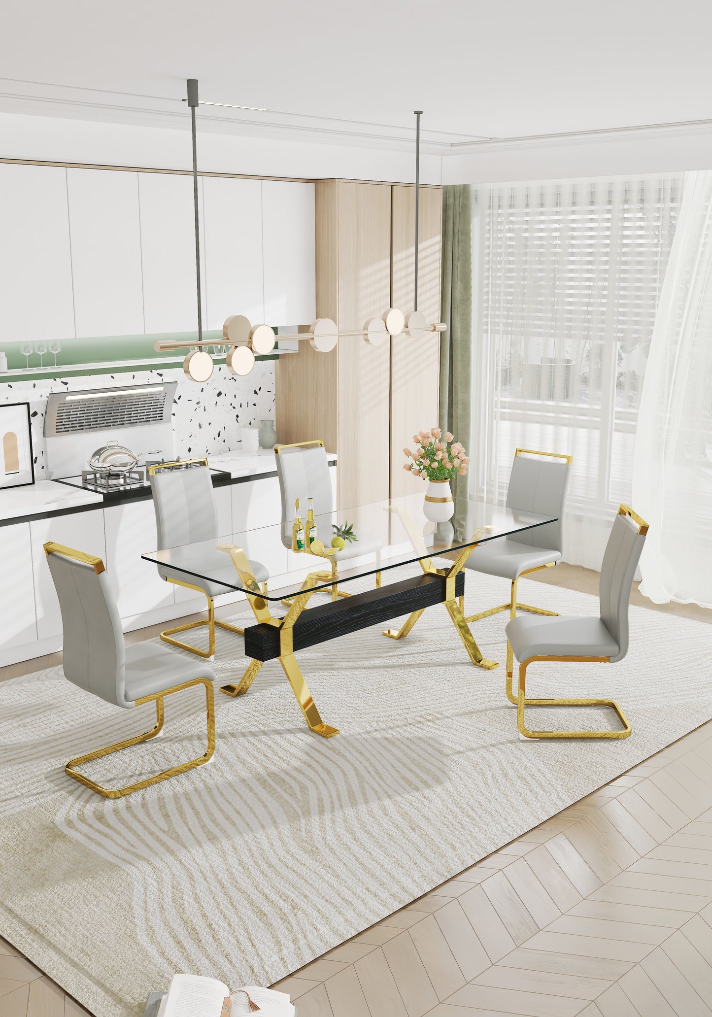 Dining table Modern tempered glass dining table Large modern office desk - LaTezza Online Shop