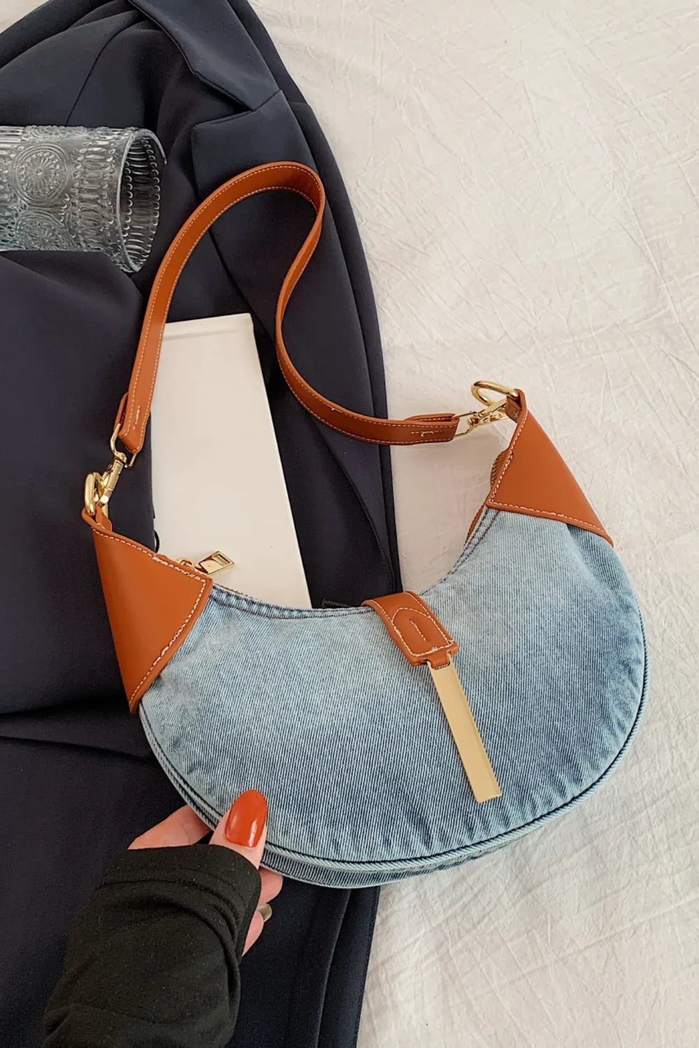 Contrast Denim Shoulder Bag - LaTezza Online Shop