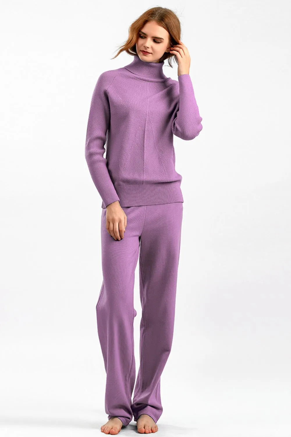 Turtleneck Raglan Sleeve Top and Pants Sweater Set - LaTezza Online Shop