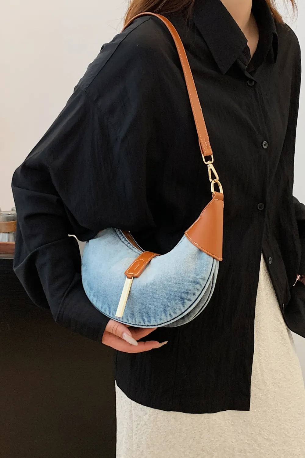Contrast Denim Shoulder Bag - LaTezza Online Shop
