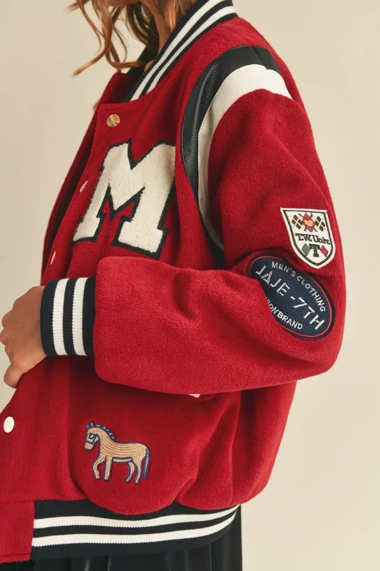 MABLE M Bomber Varsity Jacket with Patch Detail - LaTezza Online Shop