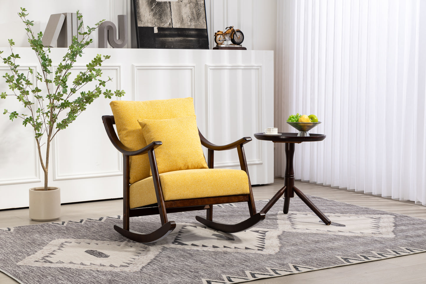 Mid Century Modern Accent Chairs Comfy Upholstered Glider Arm Chair with Solid Wood for Living Room Bedroom Balcony - LaTezza Online Shop