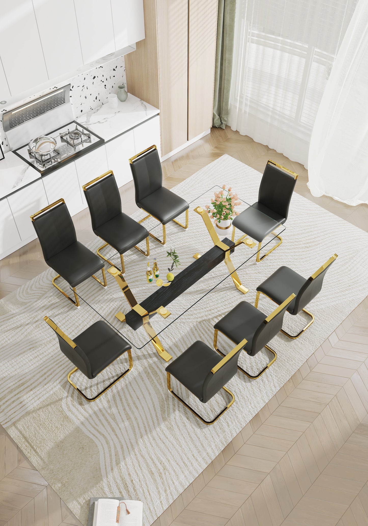 Dining table Modern tempered glass dining table Large modern office desk - LaTezza Online Shop