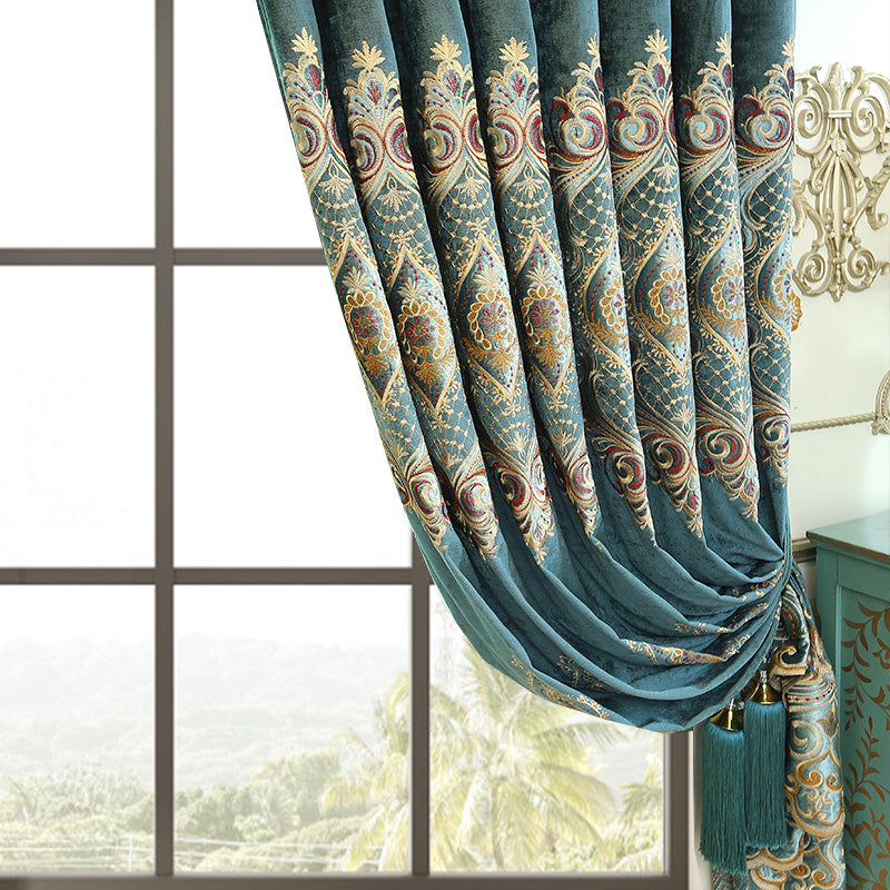 Luxury Elegant High-end Embroidered Curtains, Blackout Living Room Bedroom Villa, Velvet Curtains, Finished 2-piece - LaTezza Online Shop