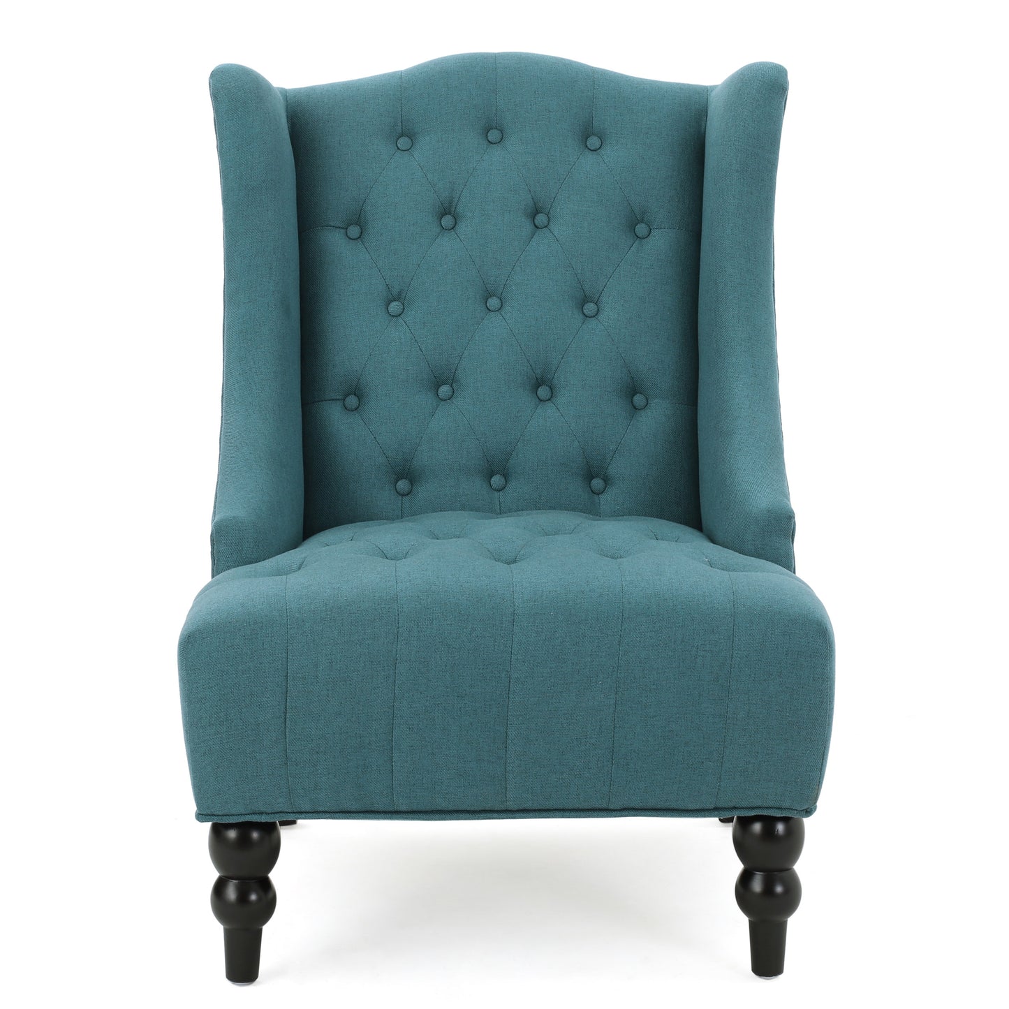 Teal Upholstered Wingback Chair with Birch Wood Legs - LaTezza Online Shop