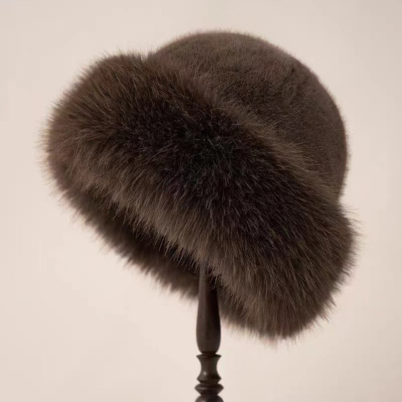 Mongolian hat with thickened insulation, faux fur fashion basin hat, faux mink fur women - LaTezza Online Shop