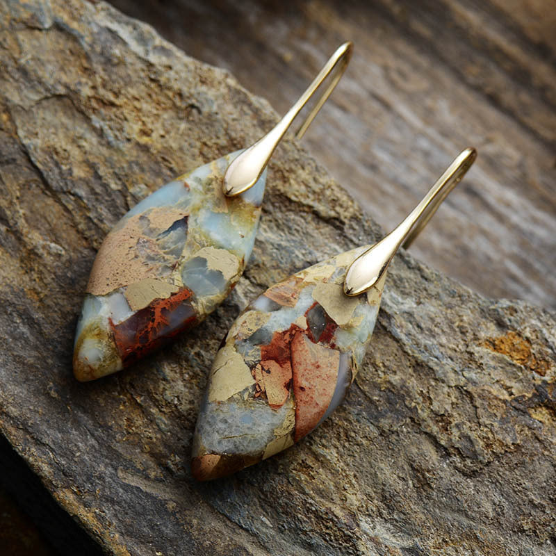 New Bohemian Emperor Stone Leaf Pendant Earrings and Accessories - LaTezza Online Shop