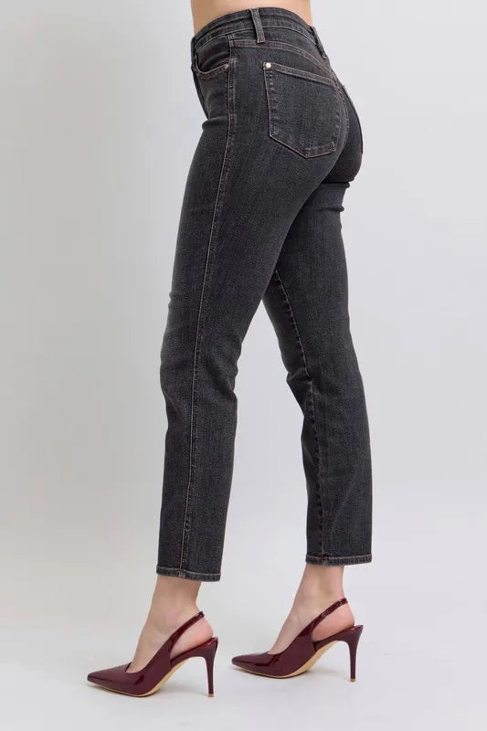 Judy Blue Full Size Mid Rise Tummy Control Slim Jeans Plus Size - LaTezza Online Shop