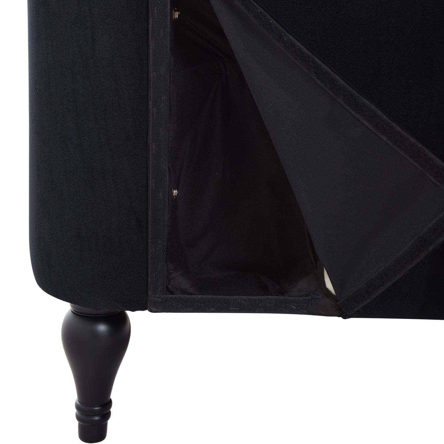 58 inch velvet lounge chair, button cluster right arm lounge chair with nail head decoration and solid wood legs - LaTezza Online Shop