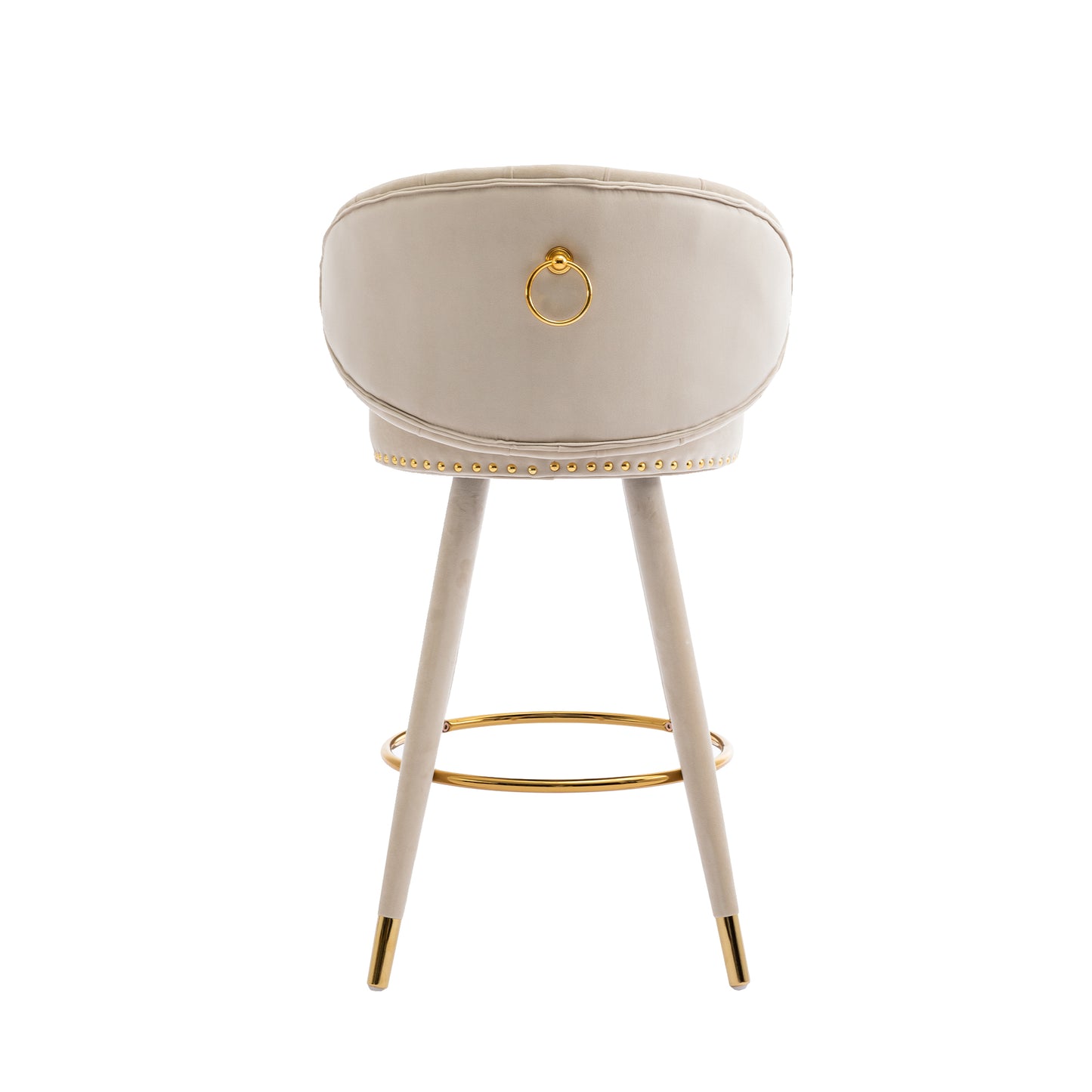 COOLMORE Counter Height Bar Stools Set of 2 for Kitchen Counter Solid Wood Legs with a fixed height of 360 degrees Beige - LaTezza Online Shop