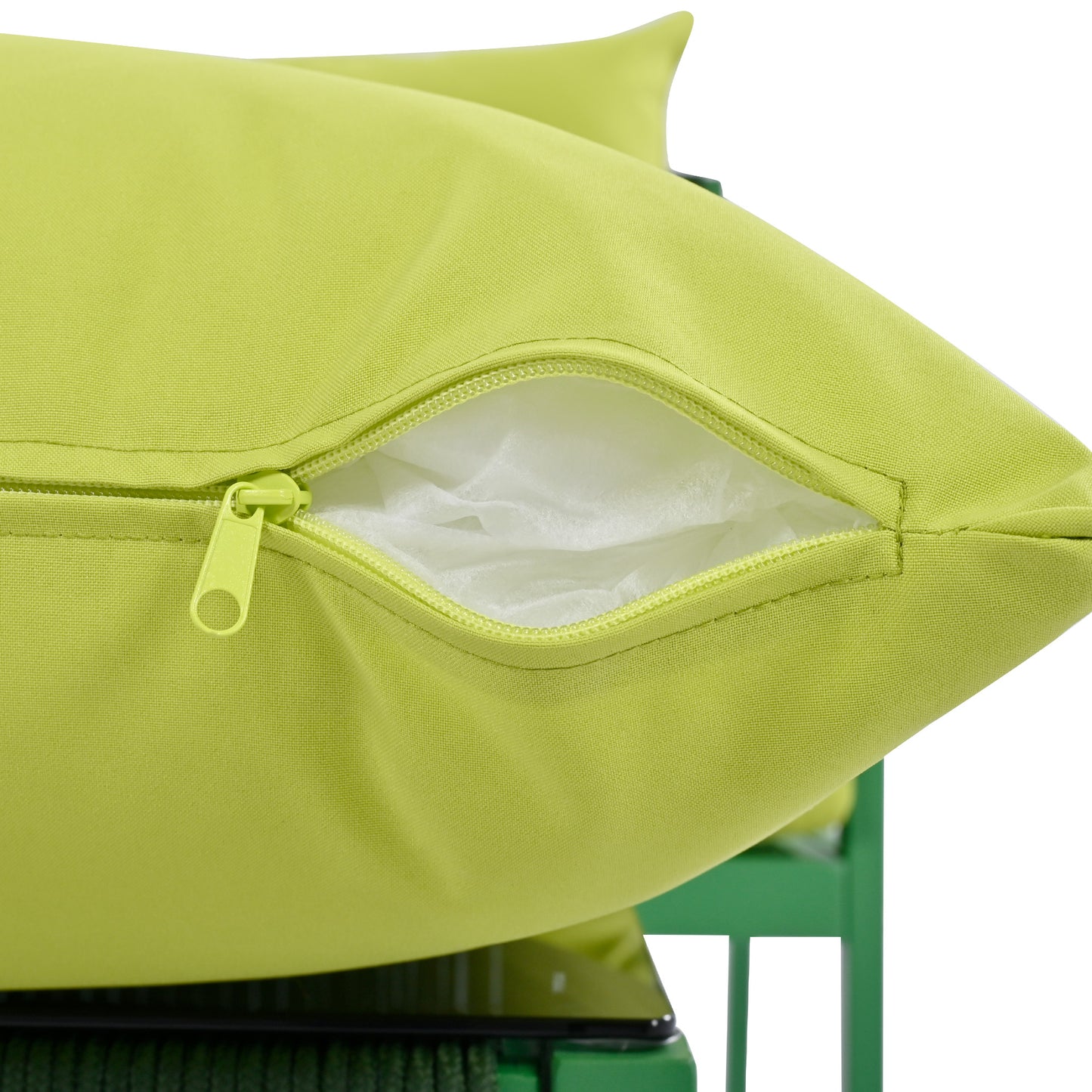 Outdoor Furniture with Tempered Glass Table, Set Deep Seating with Thick Cushion (Fluorescent Yellow & Green) - LaTezza Online Shop